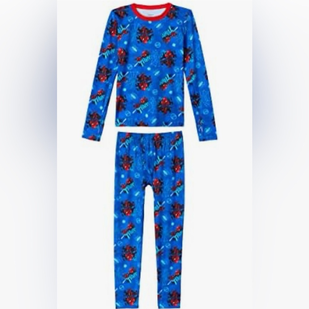 NWT- Marvel Blue Spiderman Boys Thermal Underwear Set -Long John - Size 4/5